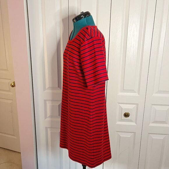 Old Navy Red Navy Blue Nautical Stripe Short Sleeve T Shirt Stretch Petite Dress - Picture 7 of 9
